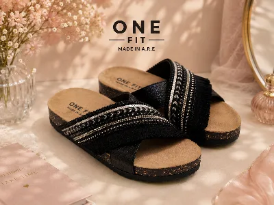 ONF-SLP-262 | Women's Embellished Comfort Slide Sandals - ONE FIT