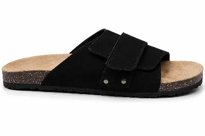 ONF-SLP-121 | Men's Adjustable Cross-Strap Comfort Slippers Black - ONE FIT