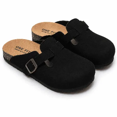 ONF-CLG-2020 | Women's Buckle Comfort Clogs Black - ONE FIT