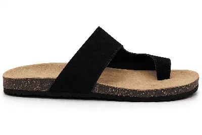 ONF-SLP-140 | Men's Toe-Loop Comfort Slippers Black - ONE FIT