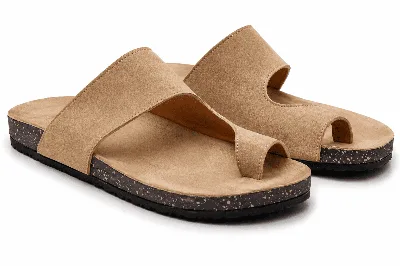 ONF-SLP-140 | Men's Toe-Loop Comfort Slippers Beige - ONE FIT