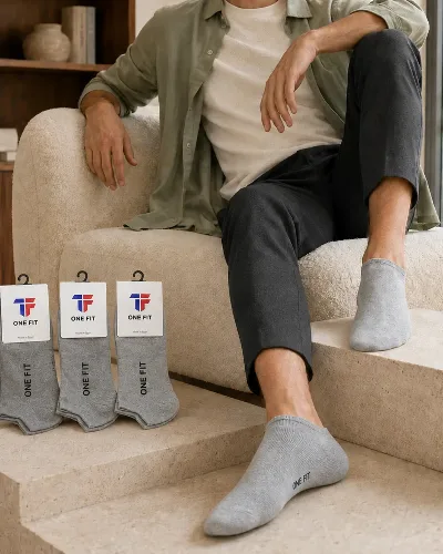 ONF-SCK-NS | Men's No-Show Comfort Socks Gray - ONE FIT