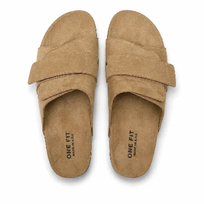 ONF-SLP-121 | Men's Adjustable Cross-Strap Comfort Slippers Beige - ONE FIT