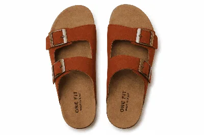 ONF-SLP-276 | Women's Double-Buckle Comfort Slippers Havana - ONE FIT