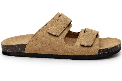 ONF-SLP-111 | Men's Double-Strap Comfort Slippers Beige - ONE FIT