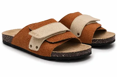 ONF-SLP-121 | Men's Adjustable Cross-Strap Comfort Slippers Havana - ONE FIT