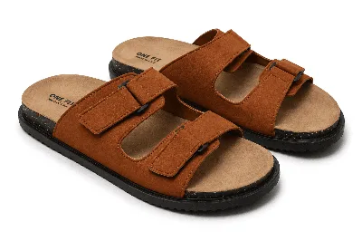 ONF-SLP-111 | Men's Double-Strap Comfort Slippers Havana - ONE FIT