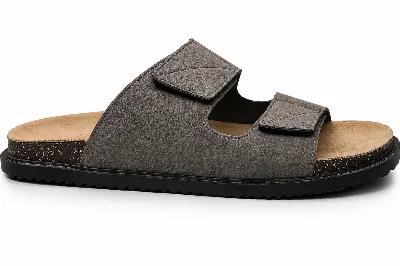 ONF-SLP-117 | Men's Stitched Double-Strap Comfort Slippers Grey - ONE FIT