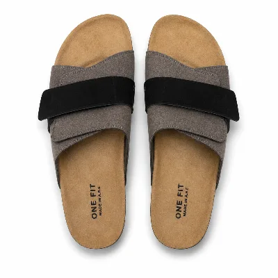 ONF-SLP-121 | Men's Adjustable Cross-Strap Comfort Slippers Grey - ONE FIT