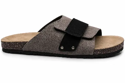 ONF-SLP-121 | Men's Adjustable Cross-Strap Comfort Slippers Grey - ONE FIT