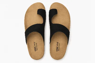 ONF-SLP-140 | Men's Toe-Loop Comfort Slippers Black - ONE FIT