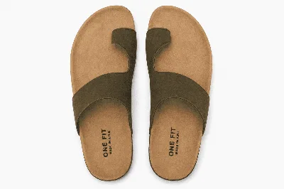 ONF-SLP-140 | Men's Toe-Loop Comfort Slippers Olive - ONE FIT