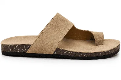 ONF-SLP-140 | Men's Toe-Loop Comfort Slippers Beige - ONE FIT