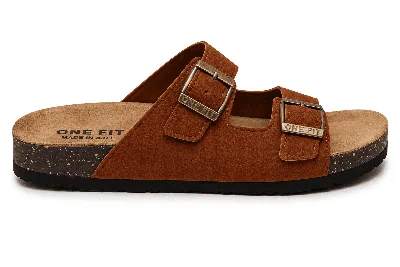 ONF-SLP-276 | Women's Double-Buckle Comfort Slippers Havana - ONE FIT