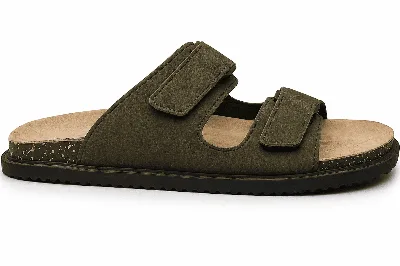 ONF-SLP-111 | Men's Double-Strap Comfort Slippers Olive - ONE FIT