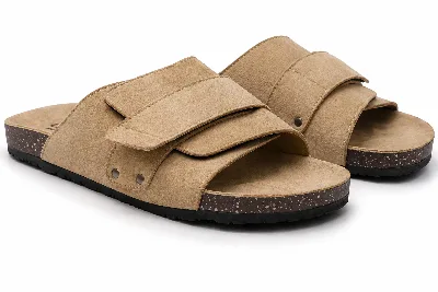 ONF-SLP-121 | Men's Adjustable Cross-Strap Comfort Slippers Beige - ONE FIT