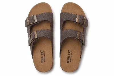 ONF-SLP-276 | Women's Double-Buckle Comfort Slippers Grey - ONE FIT