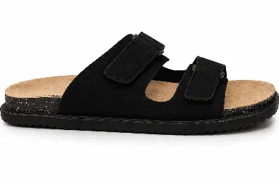 ONF-SLP-111 | Men's Double-Strap Comfort Slippers Black - ONE FIT