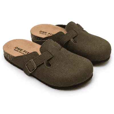 ONF-CLG-3040 | Men's Buckle Comfort Clogs Olive - ONE FIT