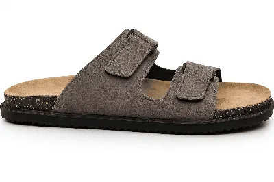 ONF-SLP-111 | Men's Double-Strap Comfort Slippers Grey - ONE FIT