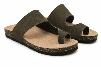 ONF-SLP-140 | Men's Toe-Loop Comfort Slippers Olive - ONE FIT