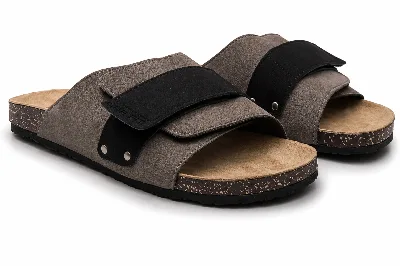 ONF-SLP-121 | Men's Adjustable Cross-Strap Comfort Slippers Grey - ONE FIT