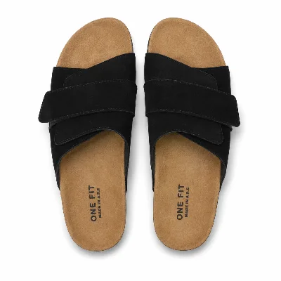 ONF-SLP-121 | Men's Adjustable Cross-Strap Comfort Slippers Black - ONE FIT